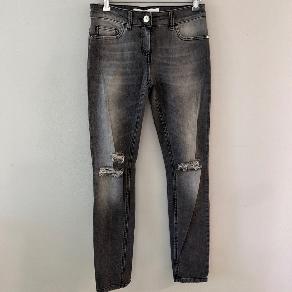 Elisabetta Franchi Jeans Womens 27 Faded Black Distressed Skinny PJ8839746 Italy